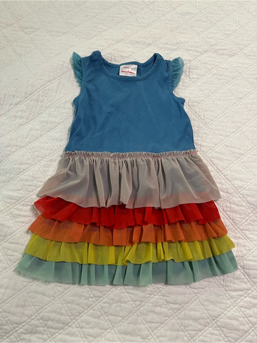 Hanna Andersson Multicolor Rainbow Ruffle Tiered Girls' Dress